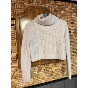 Club Monaco Leala Cropped Grey/Blue Turtleneck Sweater Wool/angora Born Sz XS